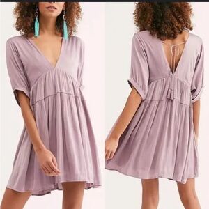 Free People shiny Sun up Lavender Mini Dress size 7 NWT